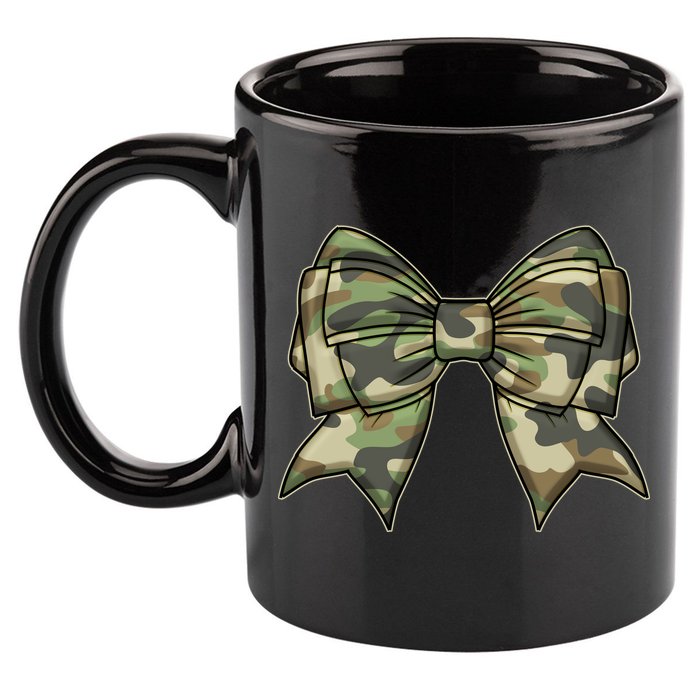 Cute Camo Coquette Ribbon Bow 11oz C Handle Ceramic Mug