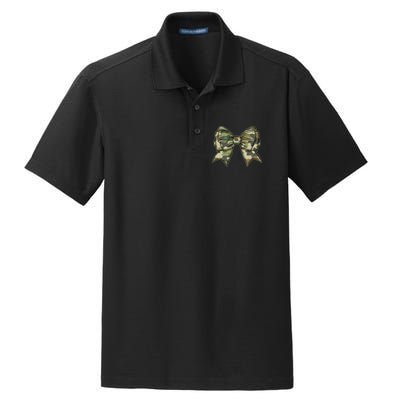 Cute Camo Coquette Ribbon Bow Dry Zone Grid Polo