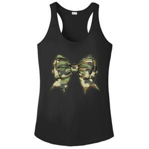 Cute Camo Coquette Ribbon Bow Ladies PosiCharge Competitor Racerback Tank