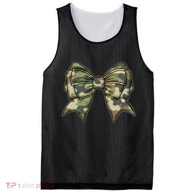 Cute Camo Coquette Ribbon Bow Mesh Reversible Basketball Jersey Tank