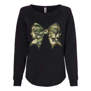 Cute Camo Coquette Ribbon Bow Womens California Wash Sweatshirt