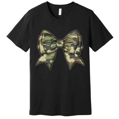 Cute Camo Coquette Ribbon Bow Premium T-Shirt