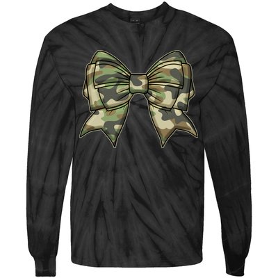 Cute Camo Coquette Ribbon Bow Tie-Dye Long Sleeve Shirt