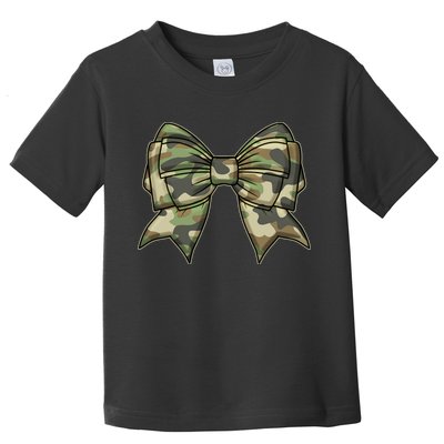 Cute Camo Coquette Ribbon Bow Toddler T-Shirt