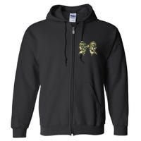 Cute Camo Coquette Ribbon Bow Full Zip Hoodie