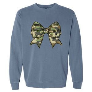 Cute Camo Coquette Ribbon Bow Garment-Dyed Sweatshirt