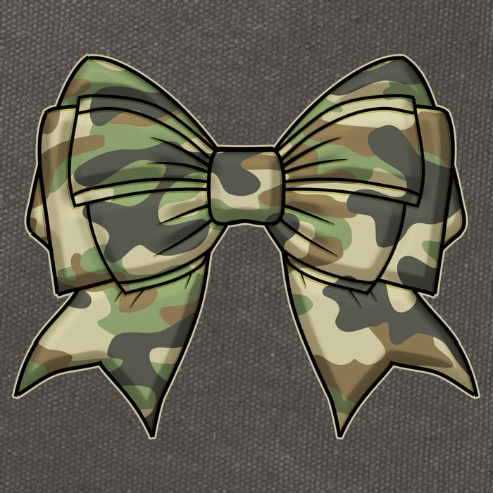 Cute Camo Coquette Ribbon Bow Cotton Canvas Backpack