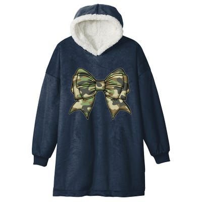 Cute Camo Coquette Ribbon Bow Hooded Wearable Blanket