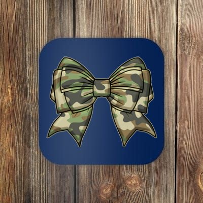 Cute Camo Coquette Ribbon Bow Coaster