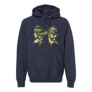 Cute Camo Coquette Ribbon Bow Premium Hoodie