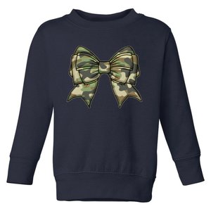 Cute Camo Coquette Ribbon Bow Toddler Sweatshirt