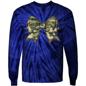 Cute Camo Coquette Ribbon Bow Tie-Dye Long Sleeve Shirt