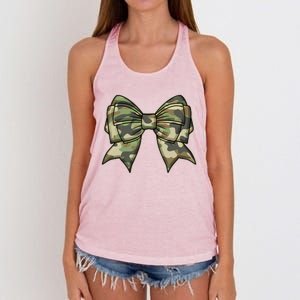 Cute Camo Coquette Ribbon Bow Women's Knotted Racerback Tank