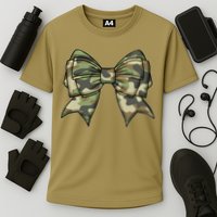 Cute Camo Coquette Ribbon Bow Performance Shirt