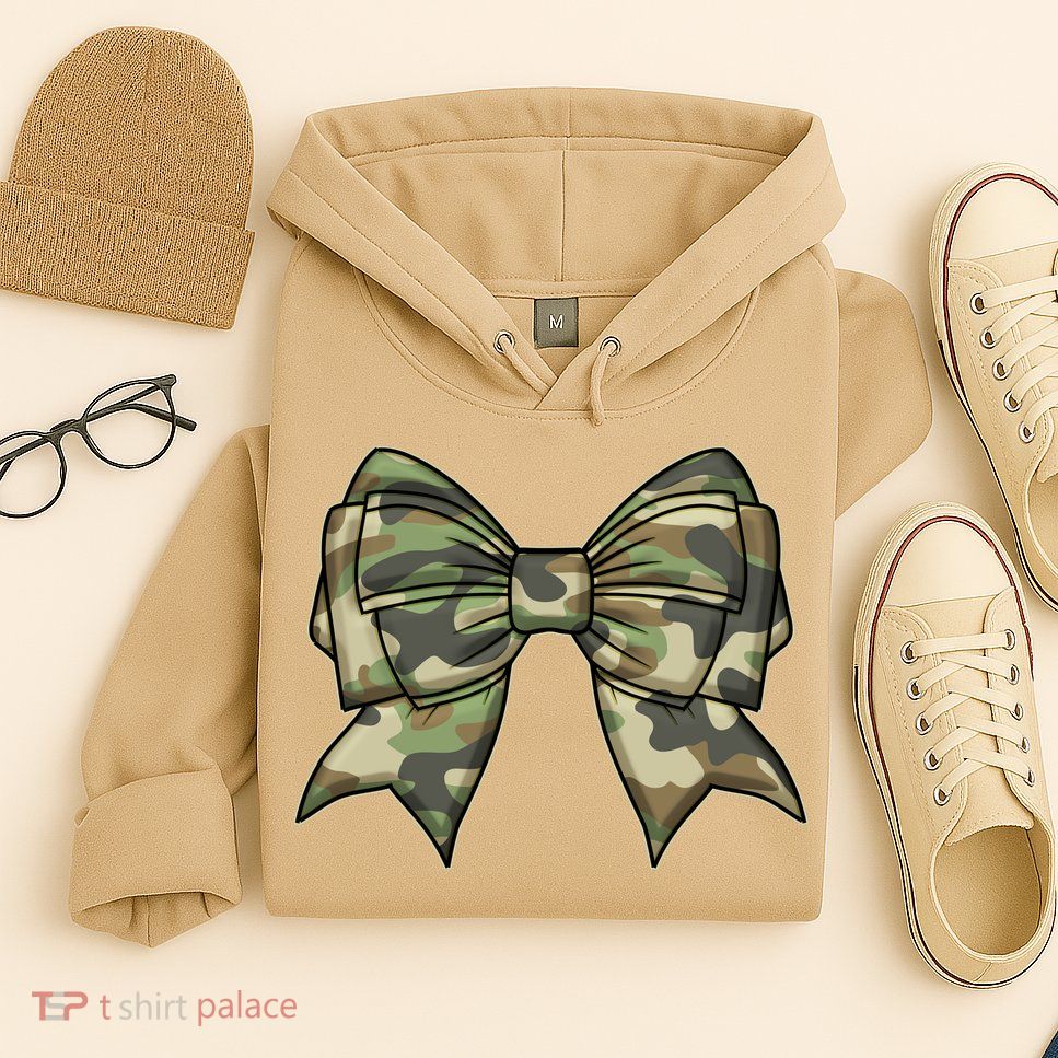 Cute Camo Coquette Ribbon Bow Hoodie