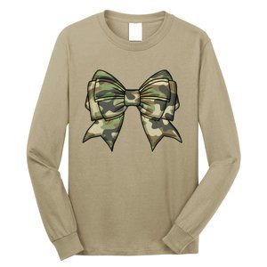 Cute Camo Coquette Ribbon Bow Long Sleeve Shirt