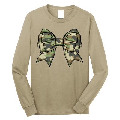 Cute Camo Coquette Ribbon Bow Long Sleeve Shirt