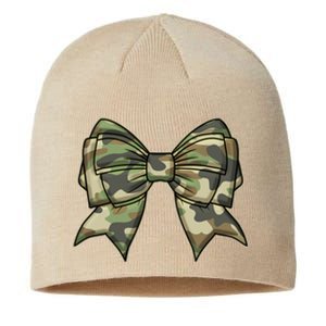 Cute Camo Coquette Ribbon Bow Sustainable Beanie