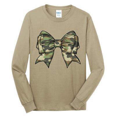 Cute Camo Coquette Ribbon Bow Tall Long Sleeve T-Shirt