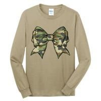 Cute Camo Coquette Ribbon Bow Tall Long Sleeve T-Shirt