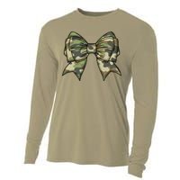 Cute Camo Coquette Ribbon Bow Cooling Performance Long Sleeve Crew