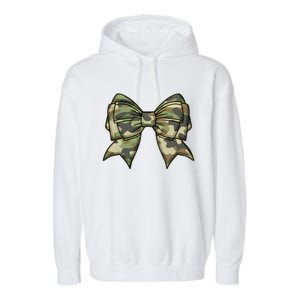 Cute Camo Coquette Ribbon Bow Garment-Dyed Fleece Hoodie