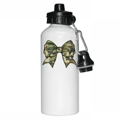 Cute Camo Coquette Ribbon Bow Aluminum Water Bottle