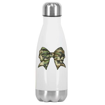 Cute Camo Coquette Ribbon Bow Stainless Steel Insulated Water Bottle