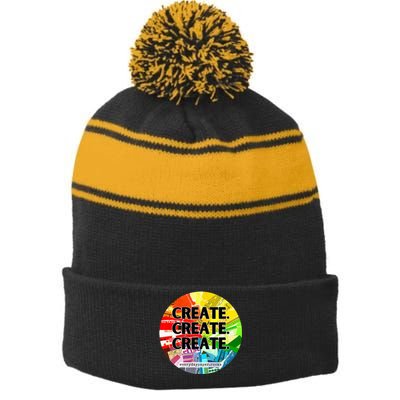 Create Create Create Stripe Pom Pom Beanie