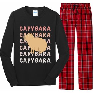 Capybara Capybara Capybara Funny Cute Meme Long Sleeve Pajama Set