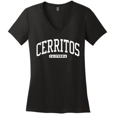 Cerritos California Ca College University Style Women's V-Neck T-Shirt