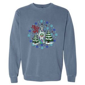 Cute Christmas Christian Mom Graphic Oh Holy Night Gift Garment-Dyed Sweatshirt