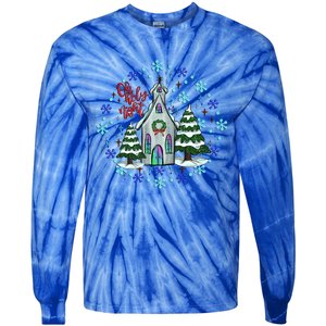 Cute Christmas Christian Mom Graphic Oh Holy Night Gift Tie-Dye Long Sleeve Shirt