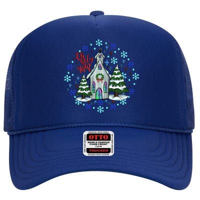 Cute Christmas Christian Mom Graphic Oh Holy Night Gift High Crown Mesh Back Trucker Hat