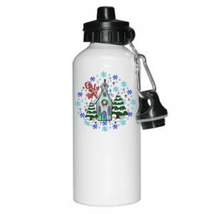 Cute Christmas Christian Mom Graphic Oh Holy Night Gift Aluminum Water Bottle 