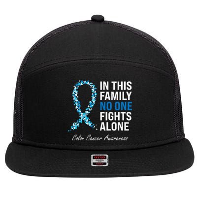 Colorectal Cancer Colon Cancer Blue Ribbon 7 Panel Mesh Trucker Snapback Hat