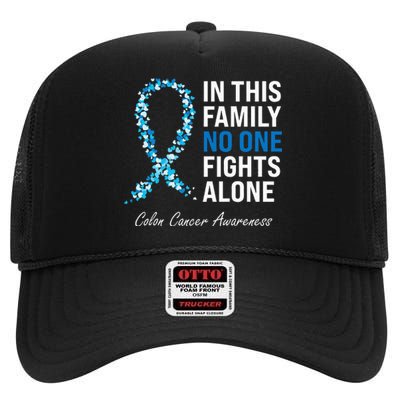 Colorectal Cancer Colon Cancer Blue Ribbon High Crown Mesh Back Trucker Hat