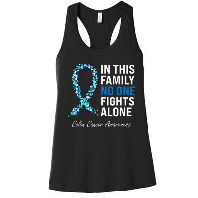 Colorectal Cancer Colon Cancer Blue Ribbon Women's Racerback Tank