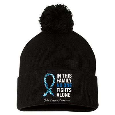 Colorectal Cancer Colon Cancer Blue Ribbon Pom Pom 12in Knit Beanie