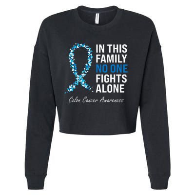 Colorectal Cancer Colon Cancer Blue Ribbon Cropped Pullover Crew