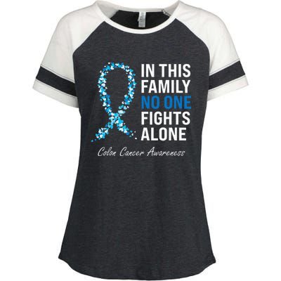 Colorectal Cancer Colon Cancer Blue Ribbon Enza Ladies Jersey Colorblock Tee