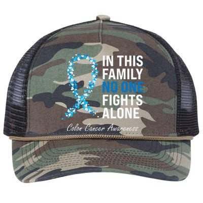 Colorectal Cancer Colon Cancer Blue Ribbon Retro Rope Trucker Hat Cap