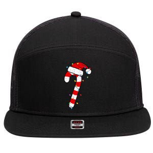 Christmas Candy Cane Santa Xmas 7 Panel Mesh Trucker Snapback Hat