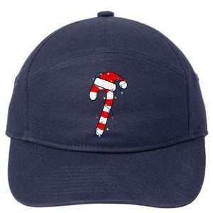 Christmas Candy Cane Santa Xmas 7-Panel Snapback Hat