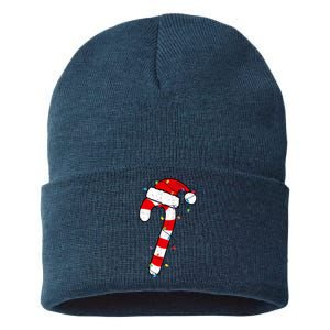 Christmas Candy Cane Santa Xmas Sustainable Knit Beanie