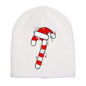 Christmas Candy Cane Santa Xmas Short Acrylic Beanie