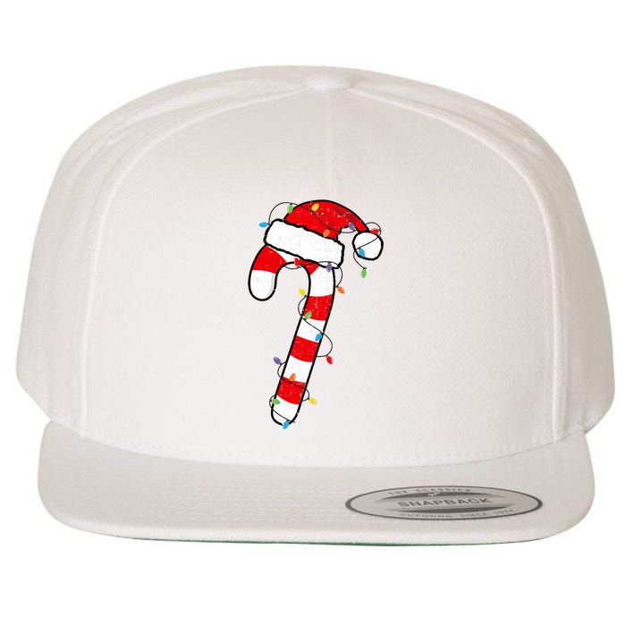 Christmas Candy Cane Santa Xmas Wool Snapback Cap