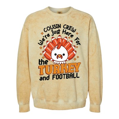 Cousin Crew Cute Turkey Football Feathers Happy Thanksgiving Gift Colorblast Crewneck Sweatshirt