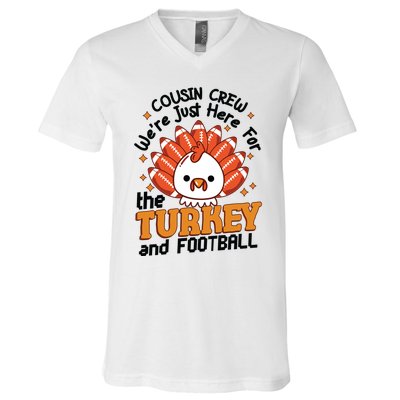 Cousin Crew Cute Turkey Football Feathers Happy Thanksgiving Gift V-Neck T-Shirt