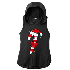 Christmas Candy Cane Santa Xmas Ladies PosiCharge Tri-Blend Wicking Draft Hoodie Tank